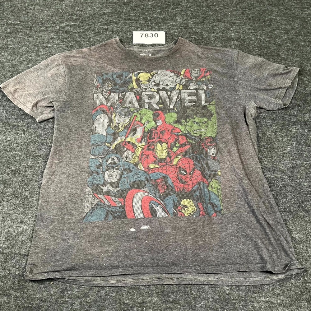 Marvel T Shirt Mens 2XL Gray Avengers Comics Graphic Print Cotton Crew Neck